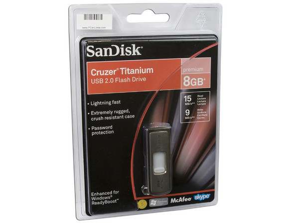 Unidad Flash USB 2.0 SanDisk Cruzer Titanium de 8GB