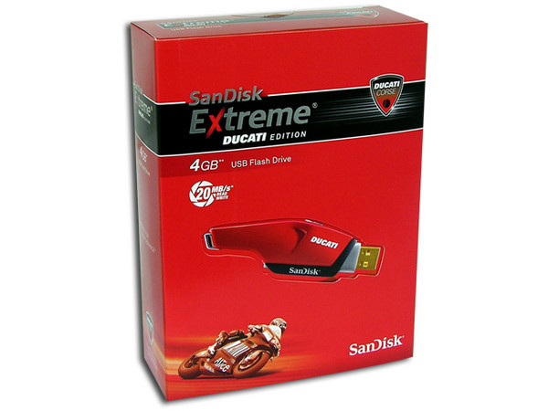 Unidad de almacenamiento portátil SanDisk Extreme DUCATI Edition de 4GB, USB 2.0