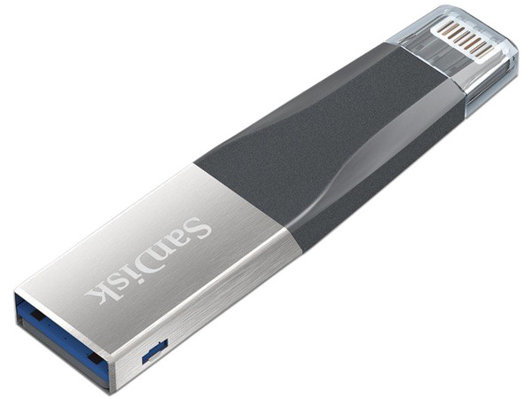Unidad Flash SanDisk iXpand Mini de 64GB, USB 3.0/Lightning, compatible con iPhone y iPad.