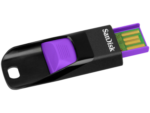 Unidad Flash USB 2.0 SanDisk Cruzer Edge de 4GB. Color Morada