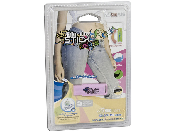 Unidad de almacenamiento Portátil ShikaSTICK class colors de 2GB, USB 2.0. Color Rosa