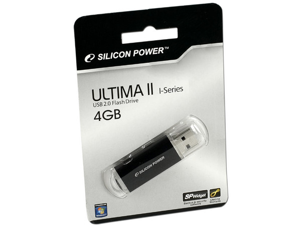 Unidad Flash USB 2.0 SILICON POWER Ultima II de 4GB. Color Negra