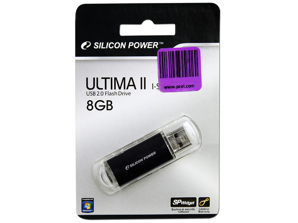 Unidad Flash USB 2.0 SILICON POWER Ultima II de 8GB. Color Negra