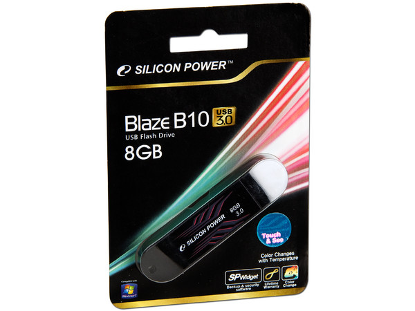 Unidad Flash USB 3.0 SILICON POWER Blaze B10 de 8GB. Color Negra