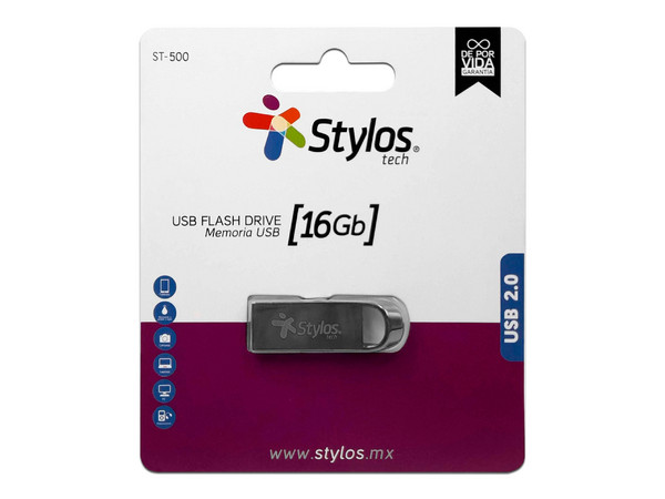 Unidad Flash USB 2.0 Stylos ST500 de 16GB.