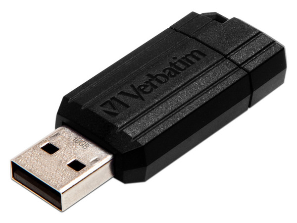 Unidad Flash USB 2.0 Verbatim de 16GB, Retráctil. Color Negro.
