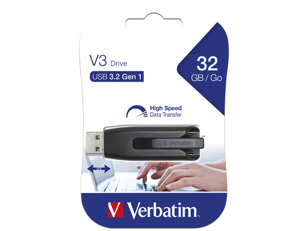 Unidad Flash USB 3.0 Verbatim V3 de 32GB. Color Negro.