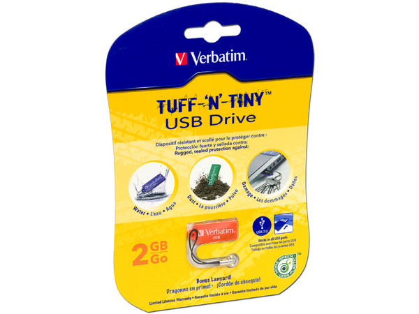 Unidad Flash USB 2.0 Verbatim Tuff 'n' Tiny de 2GB. Color Naranja