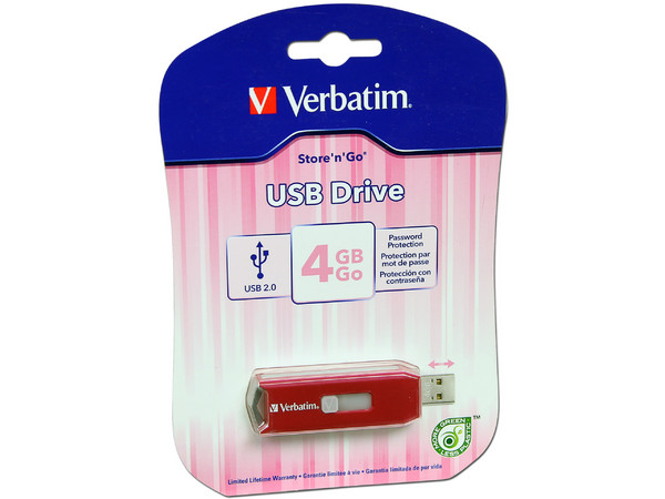 Unidad Flash USB 2.0 Verbatim Store 'n' Go de 4 GB. Color Rosa
