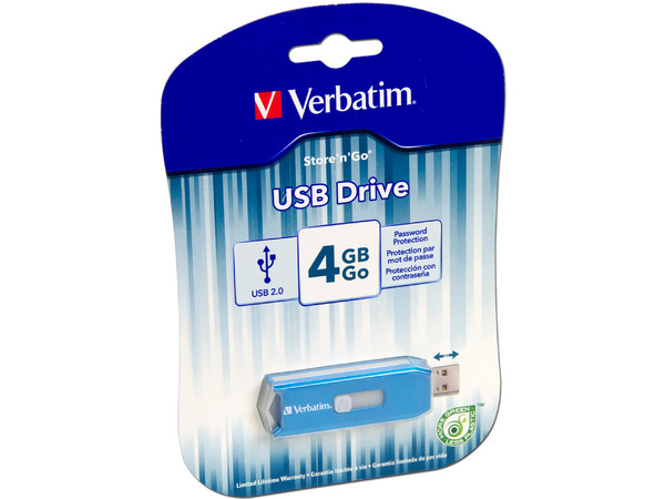 Unidad Flash USB 2.0 Verbatim Store 'n' Go de 4GB. Color Azul