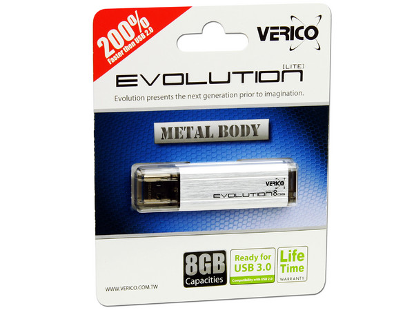 Unidad Flash USB 3.0 Verico Evolution lite de 8GB. Color Plata