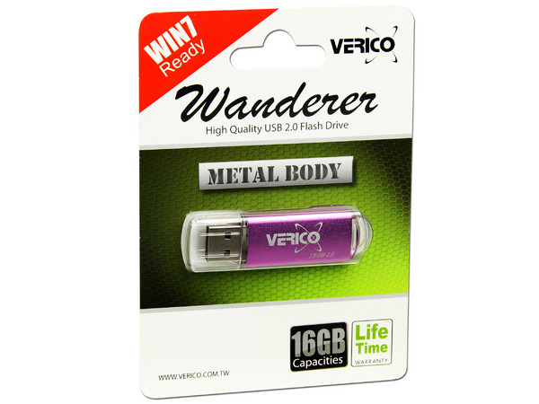 Unidad Flash USB 2.0 Verico Wanderer de 16GB. Color Morada