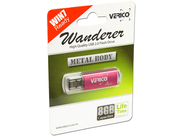 Unidad Flash USB 2.0 Verico Wanderer de 8GB. Color Rosa