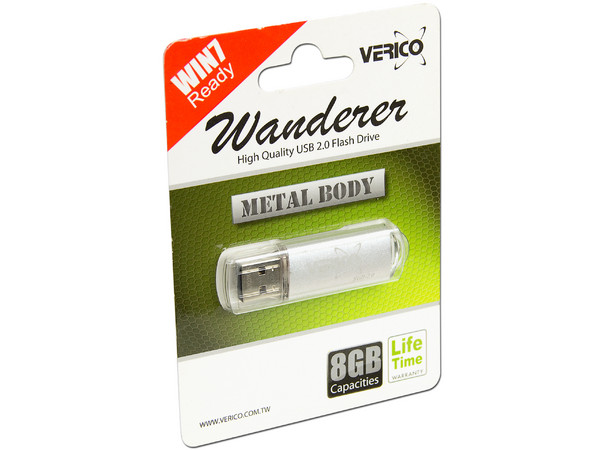 Unidad Flash USB 2.0 Verico Wanderer de 8GB. Color Plata