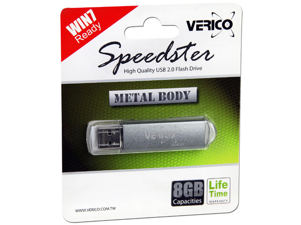 Unidad Flash USB 2.0 Verico Speedster de 8GB. Color Gris 