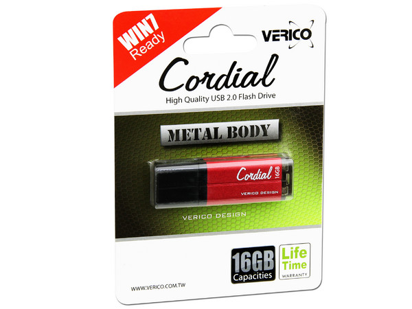 Unidad Flash USB 2.0 Verico Cordial de 16GB. Color Roja
