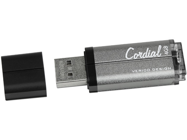 Unidad Flash USB 2.0 Verico Cordial de 4GB. Color Gris