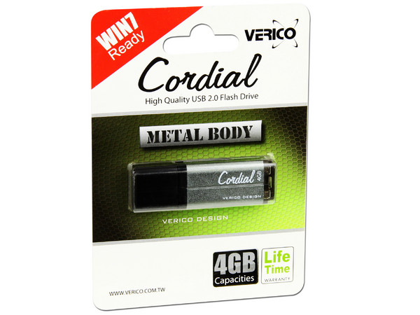 Unidad Flash USB 2.0 Verico Cordial de 4GB. Color Gris