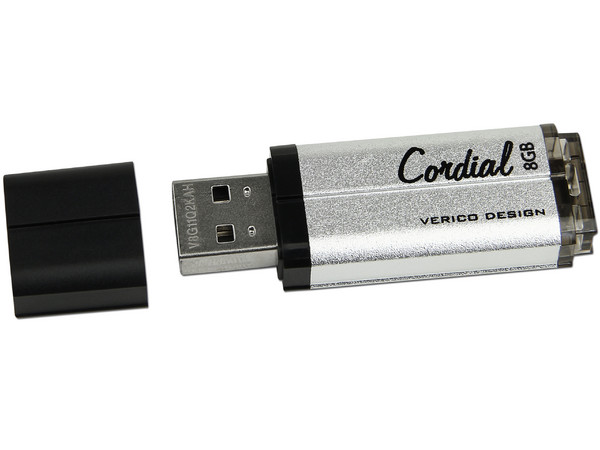 Unidad Flash USB 2.0 Verico Cordial de 8GB. Color Plata