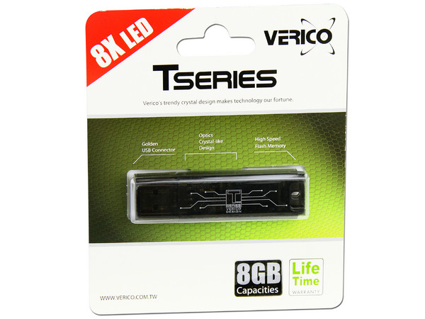 Unidad Flash USB 2.0 Verico T series de 8GB. Color Negra