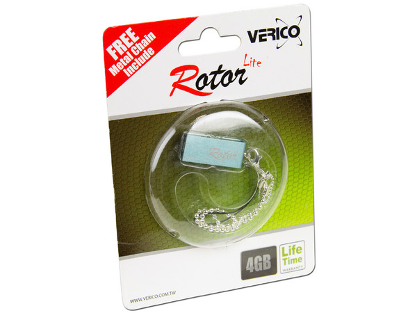 Unidad Flash USB 2.0 Verico Rotor Lite de 4GB. Color Celeste