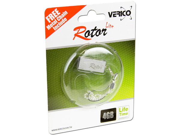 Unidad Flash USB 2.0 Verico Rotor Lite de 4GB. Color Plata
