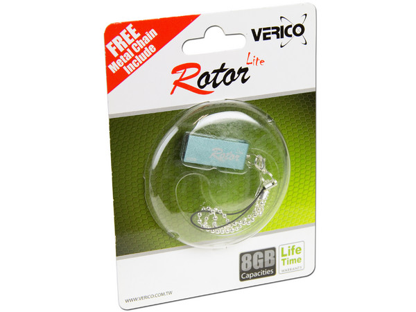 Unidad Flash USB 2.0 Verico Rotor Lite de 8GB. Color Celeste
