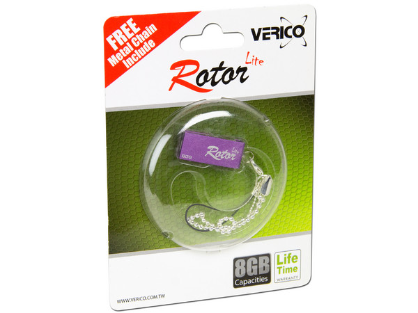 Unidad Flash USB 2.0 Verico Rotor Lite de 8GB. Color Morada
