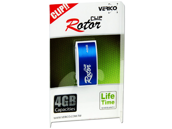 Unidad Flash USB 2.0 Verico Clip Rotor de 4GB. Color Azul