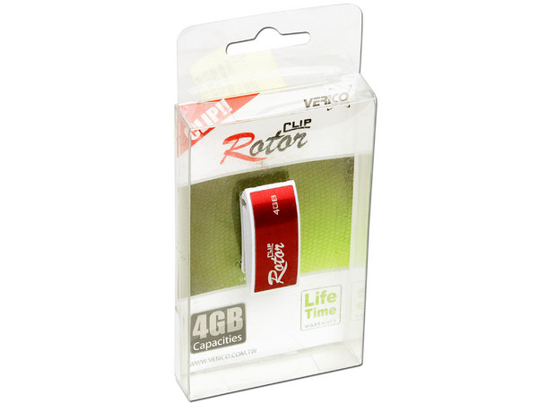 Unidad Flash USB 2.0 Verico Clip Rotor de 4GB. Color Roja