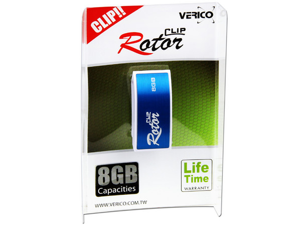 Unidad Flash USB 2.0 Verico Clip Rotor de 8GB. Color Azul