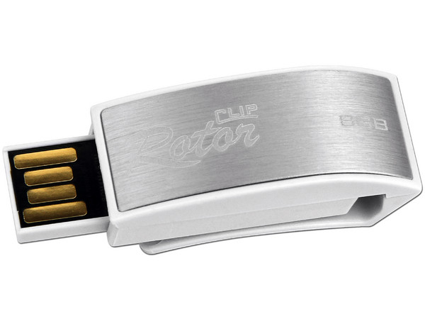 Unidad Flash USB 2.0 Verico Clip Rotor de 8GB. Color Plata