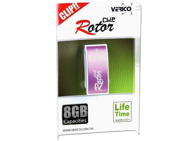 Unidad Flash USB 2.0 Verico Clip Rotor de 8GB. Color Morado