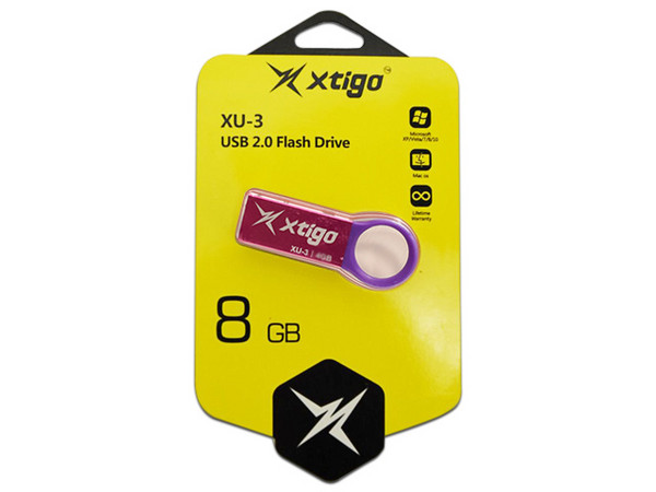 Unidad Flash USB 2.0 Xtigo XU3-8G-PK de 8GB. Color Rosa.