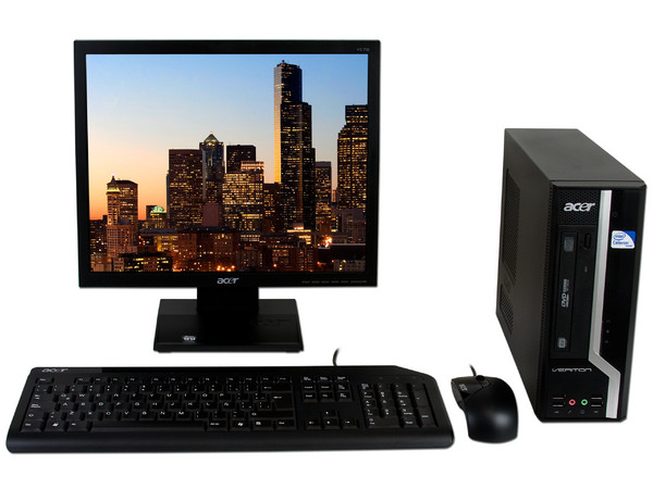 Computadora Acer Veriton VX275-SD4500L,
Procesador Intel Celeron 450 (2.2GHz),
Memoria 2 GB DDR3, D.D. de 160GB SATA,
Video Intel GMA X4500,
Red, No incluye Sistema Operativo,
Monitor Acer LCD de 17