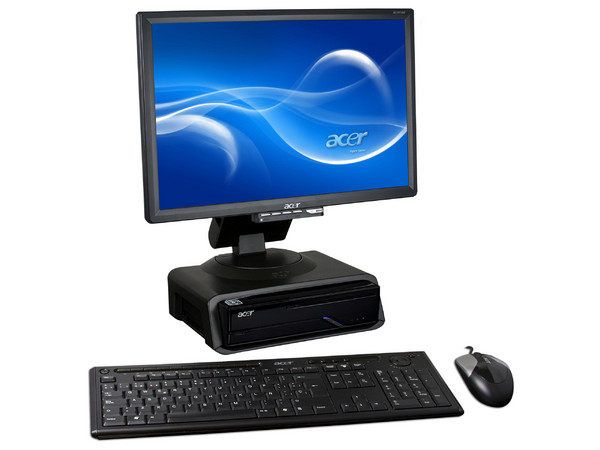 Computadora Acer Ultra Small Aspire L5100,
Procesador AMD Athlon 64 X2 4000+ (2.0Ghz),
Memoria 1 GB PC2-5300 DDR2,
D.D. de 250GB, Super Multi DVD±R/RW,
Red, HDMI, Windows Vista Home Premium.
Incluye Base y Monitor LCD 19