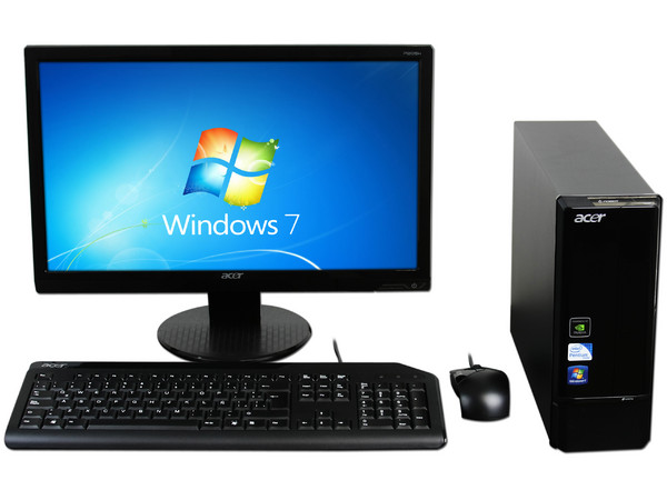 Mini Computadora Acer Aspire X1800,
Procesador Intel Pentium DC E5300 (2.60 GHz),
Memoria 3 GB DDR2,
D.D. de 320GB SATA, DVD±R/RW,
Red,  HDMI , Windows 7 Home Basic,
Monitor LCD Widescreen de 20