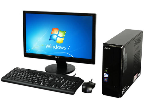 Mini Computadora Acer Aspire X1800,
Procesador Intel Pentium DC E5300 (2.60 GHz),
Memoria 3 GB DDR2,
D.D. de 320GB SATA, DVD±R/RW,
Red,  HDMI , Windows 7 Home Basic,
Monitor LCD Widescreen de 20