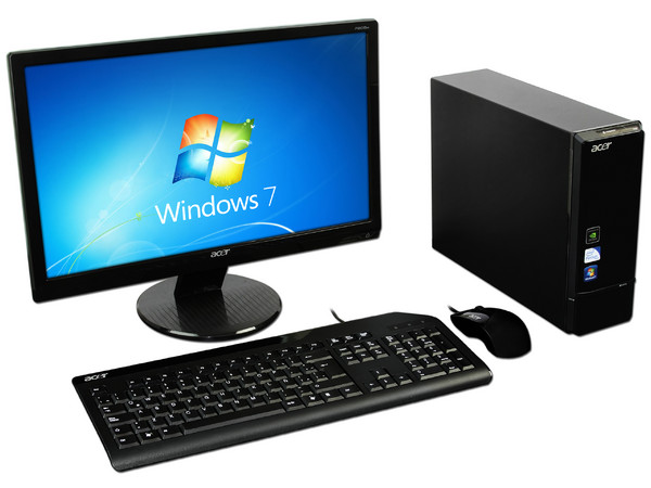 Mini Computadora Acer Aspire X1800,
Procesador Intel Pentium DC E5300 (2.60 GHz),
Memoria 3 GB DDR2,
D.D. de 320GB SATA, DVD±R/RW,
Red,  HDMI , Windows 7 Home Basic,
Monitor LCD Widescreen de 20