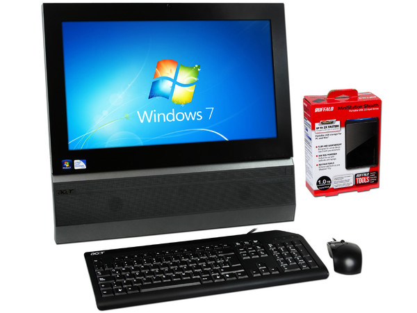 Computadora Acer Veriton All-in-one,
Procesador Intel Pentium Dual-Core E5700 (3.0GHz),
Memoria 2GB DDR3, D.D. 320GB,
Red 802.11b/g/n, DVD±R/RW DL,
Windows 7 Professional (32 bits),
Pantalla Multi-Touch Full HD de 21.5