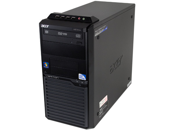 Computadora Acer Veriton VM275-SD6700W,
Procesador Intel Pentium Dual-Core E6700 (3.20GHz),
Memoria 2GB DDR3, D.D. de 320GB,
Video Intel GMA 4500 Graphics,
SuperMulti DVD±R/RW DL, Red,
Windows 7 Professional (64 bits),
No Incluye Monitor.