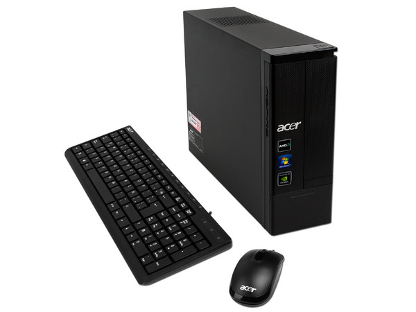 Mini Computadora Aspire AX3400-S4901,
Procesador AMD Athlon II X2 220  (2.8 GHz),
Memoria 3 GB DDR3, D.D. de 1TB,
Video Nvidia GeForce 9200 , DVD-SuperMulti DL, Red,
Windows 7 Home Basic (32 bits),
No Incluye Monitor.