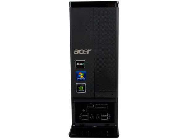 Mini Computadora Aspire AX3400-S4901,
Procesador AMD Athlon II X2 220  (2.8 GHz),
Memoria 3 GB DDR3, D.D. de 1TB,
Video Nvidia GeForce 9200 , DVD-SuperMulti DL, Red,
Windows 7 Home Basic (32 bits),
No Incluye Monitor.