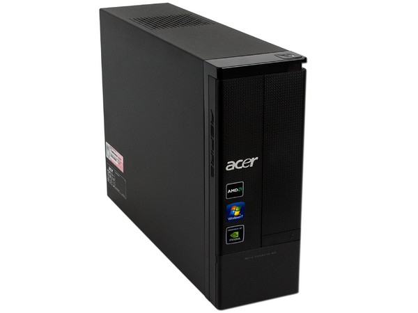 Mini Computadora Aspire AX3400-S4901,
Procesador AMD Athlon II X2 220  (2.8 GHz),
Memoria 3 GB DDR3, D.D. de 1TB,
Video Nvidia GeForce 9200 , DVD-SuperMulti DL, Red,
Windows 7 Home Basic (32 bits),
No Incluye Monitor.