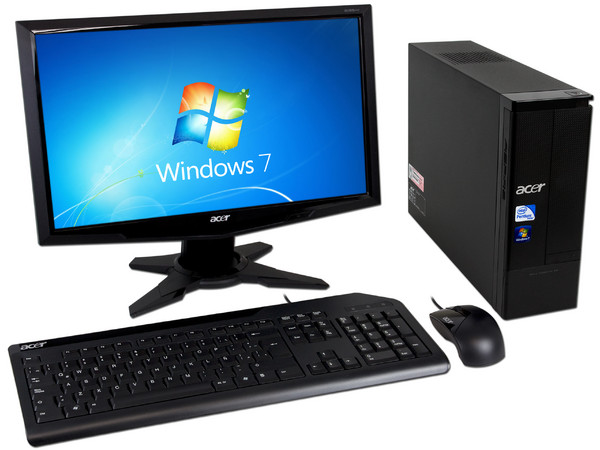 Mini Computadora Acer Aspire AX3910-S4012,
Procesador Intel Pentium Dual Core E5700 (3.0GHz),
Memoria 4GB DDR3,
 D.D. de 500GB, DVD±R/RW DL,
Red, Windows 7 Home Premium (64 bits),
Monitor LCD Widescreen de 18.5