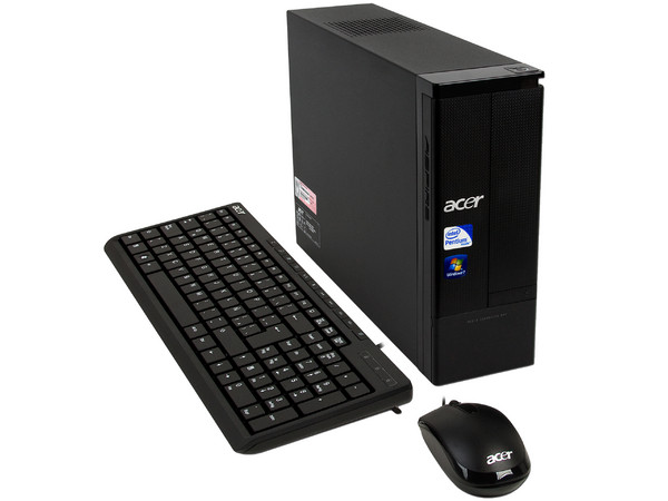 Mini Computadora Aspire AX3910-S4902,
Procesador Intel Pentium D.C E5800 (3.2 GHz),
Memoria 4 GB DDR3, D.D. de 1TB,
Video Intel GMA X4500, DVD-SuperMulti, Red,
Windows 7 Home Premium (64 bits),
No Incluye Monitor.