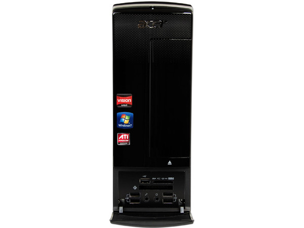 Mini Computadora Aspire AX3450-MR20P,
Procesador AMD Athlon II X3 450 (3.2 GHz),
Memoria 4 GB DDR3, D.D. de 500GB,
Video Radeon HD 4250, DVD-SuperMulti DL, Red,
Windows 7 Home Premium (64 bits),
No Incluye Monitor.