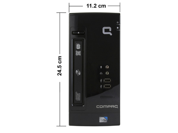 Mini Computadora Compaq Presario CQ2301LA,
Procesador Intel Atom 230 (1.6 GHz),
Memoria de 1GB PC2-4200 DDR2,
D.D. de 160GB, Lector de DVD,
Red, Módem, Sistema Operativo Linux (RedFlag),
No Incluye Monitor.