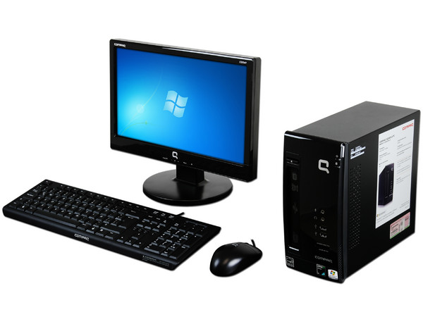 Mini Computadora Compaq CQ2405LA,
Procesador AMD Athlon 2850e (1.8GHz),
Memoria de 2GB DDR2, Red,
D.D. de 320GB, SuperMulti DVD±R/RW,
Sistema Operativo Windows 7 Starter,
Monitor Compaq LCD Widescreen de 15.6