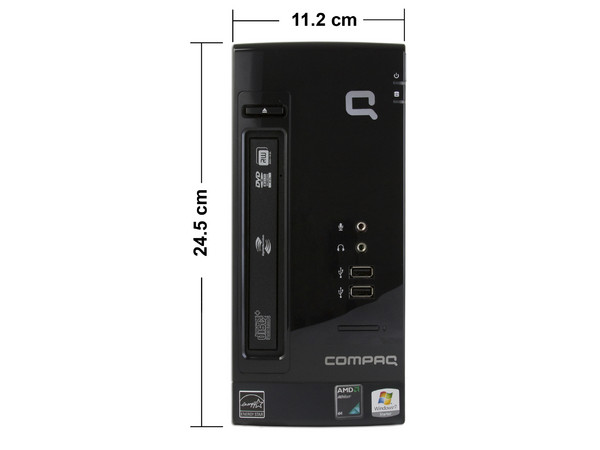 Mini Computadora Compaq Presario CQ2302LA, 
Procesador AMD Athlon 2650e (1.6GHz),
Memoria de 2GB PC2-4200 DDR2,
D.D. de 320GB, SuperMulti DVD±R/RW,
Red, Módem, Sistema Operativo Windows 7 Starter,
No Incluye Monitor